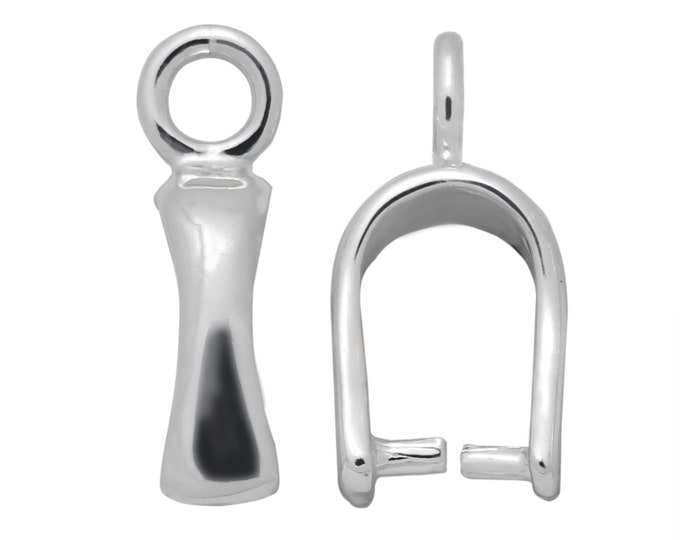 925 Sterling Silver Pinch Bail – 12 mm x 2.9 mm Pinching Pendant And Earring Holder – Gemstone, Crystal Charm Connector Jewelry Making