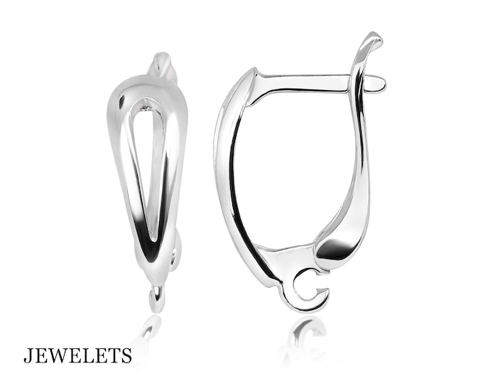 Solid Silver Lever Back Pair with Silver Loop Front Decorative Element, DIY Jewelry Crafting
