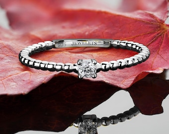 Sterling Silver 925 Stackable Ring, Center Stone AAA Cubic Zirconia or Gemstone Engagement Bridal