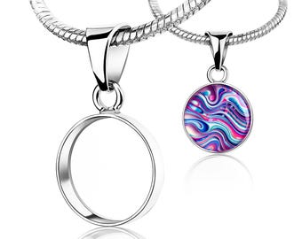 925 Sterling Silver 12 mm Round Dangle Bezel Cup Pendant Blank – DIY Memory, Breast Milk Keepsake & Resin Art Setting (2 mm Deep Cup)