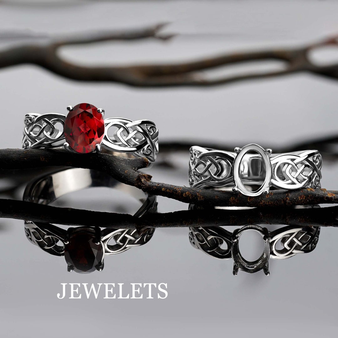 925 Sterling Silver Ring Blank, Prong Setting, Center Stone 6x8 Mm for Facetted Stone