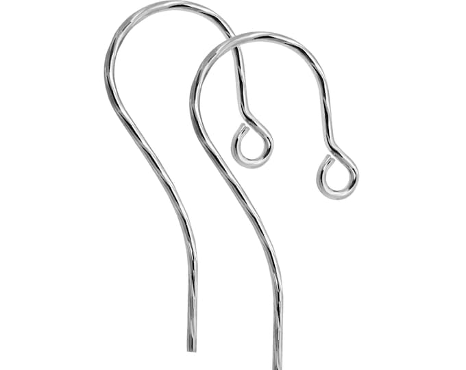 Ear hooks, 26 mm Height, 11 mm Width, Diamond Wire Cut, 0,48 g Silver 925