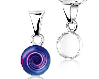 925 Silver Round 8mm Bezel Cup Dangle Pendant – DIY Memory Jewelry, Breast Milk Keepsake, Resin Art Setting