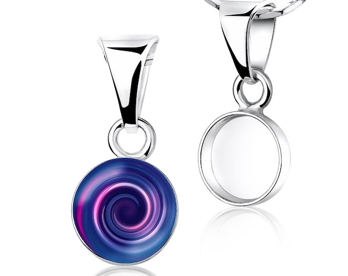 925 Silver Round 8mm Bezel Cup Dangle Pendant – DIY Memory Jewelry, Breast Milk Keepsake, Resin Art Setting