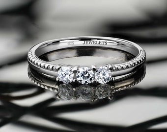 Silver Engagement Wedding Band Diamond Cut Cubic Zirconia Ring