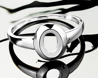 925 Silver Ring Blank 6x8 mm Rhodium Plated Gold Plated Bezel Setting Mounting