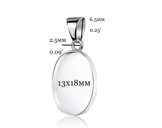925 Silver 13x18mm Oval Bezel Cup Dangle Pendant – DIY Memory Jewelry, Breast Milk Keepsake, Resin Art Setting