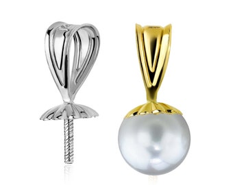 14K Solid Gold Bail – Pendant Bail with Cup and Pin for Gold Pendant Closure, DIY Jewelry Making