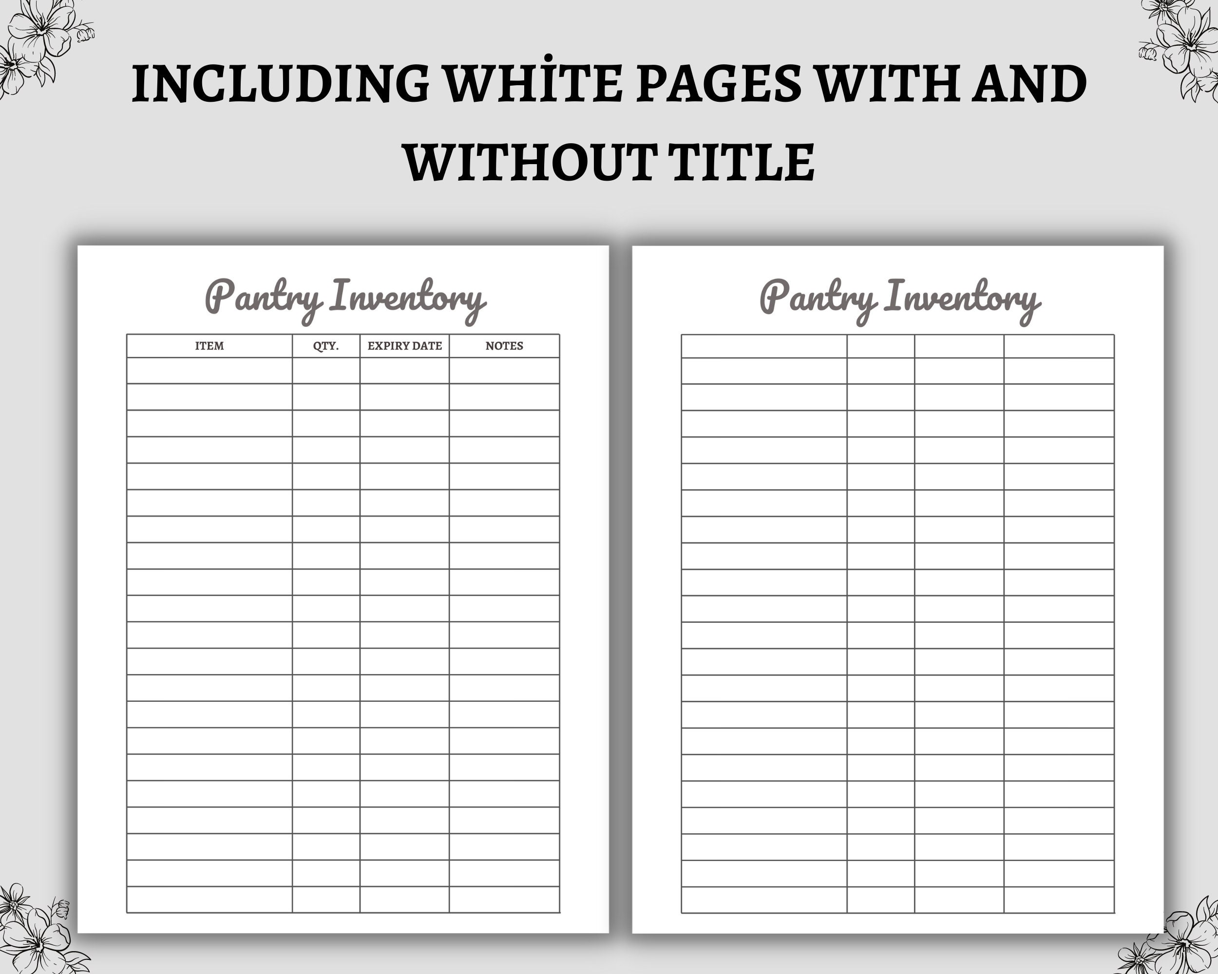Pantry Inventory Printable Kitchen Cupboard Inventory Food Tracker