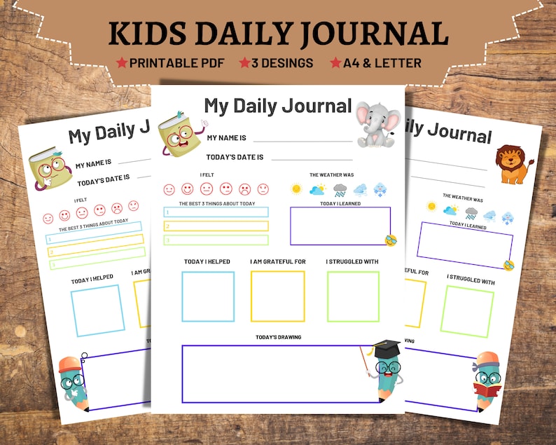 Kids Daily Journal Printable Kids Activity Pages Dairy for - Etsy