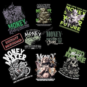 Streetwear Money PNG Bundle, Urban Graphic Tees, Cash Hustle PNG, Hip Hop Grafik, Trend Urban Style, Digital Download