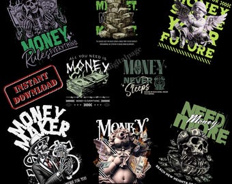 Pakiet Streetwear Money PNG, miejskie projekty graficzne (pobieranie cyfrowe)