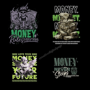 Money Streetwear PNG Bundle – Streetwear Cash Design Bold Urban Digital Designs for T-Shirts & Hoodies – Printable Download Set of 4
