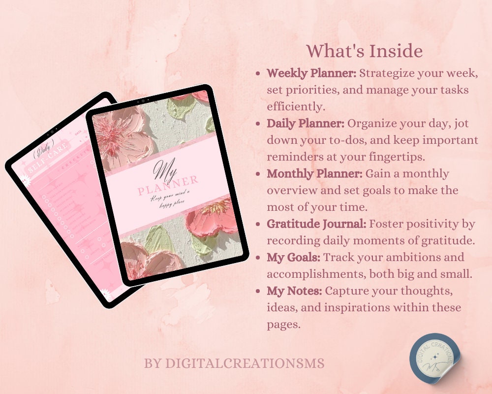 Pink Perfection Digital Planner: Weekly Daily Monthly - Etsy
