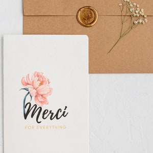 Danke-Karte | Merci Karte | Blumen | Pfingstrosen Design | Frühling Karte