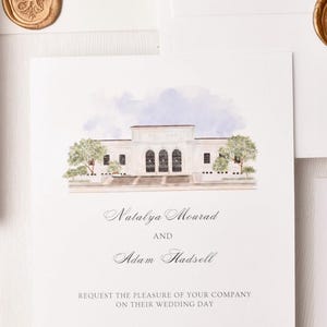 Watercolor Venue | Luxury Invitation | Custom | White Blue | Wedding Invitation Suite | Maraseel | بطاقة دعوة