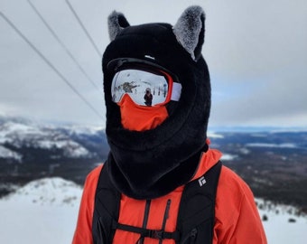 Fur Ski Hood - Wolf - Black