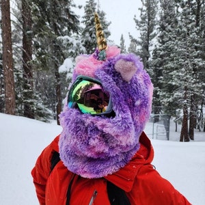 Fur Ski Hood - Unicorn - Purple