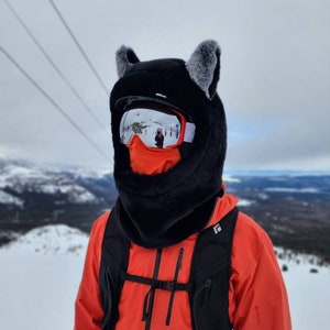Capucha de piel para esquí - Lobo - Negro