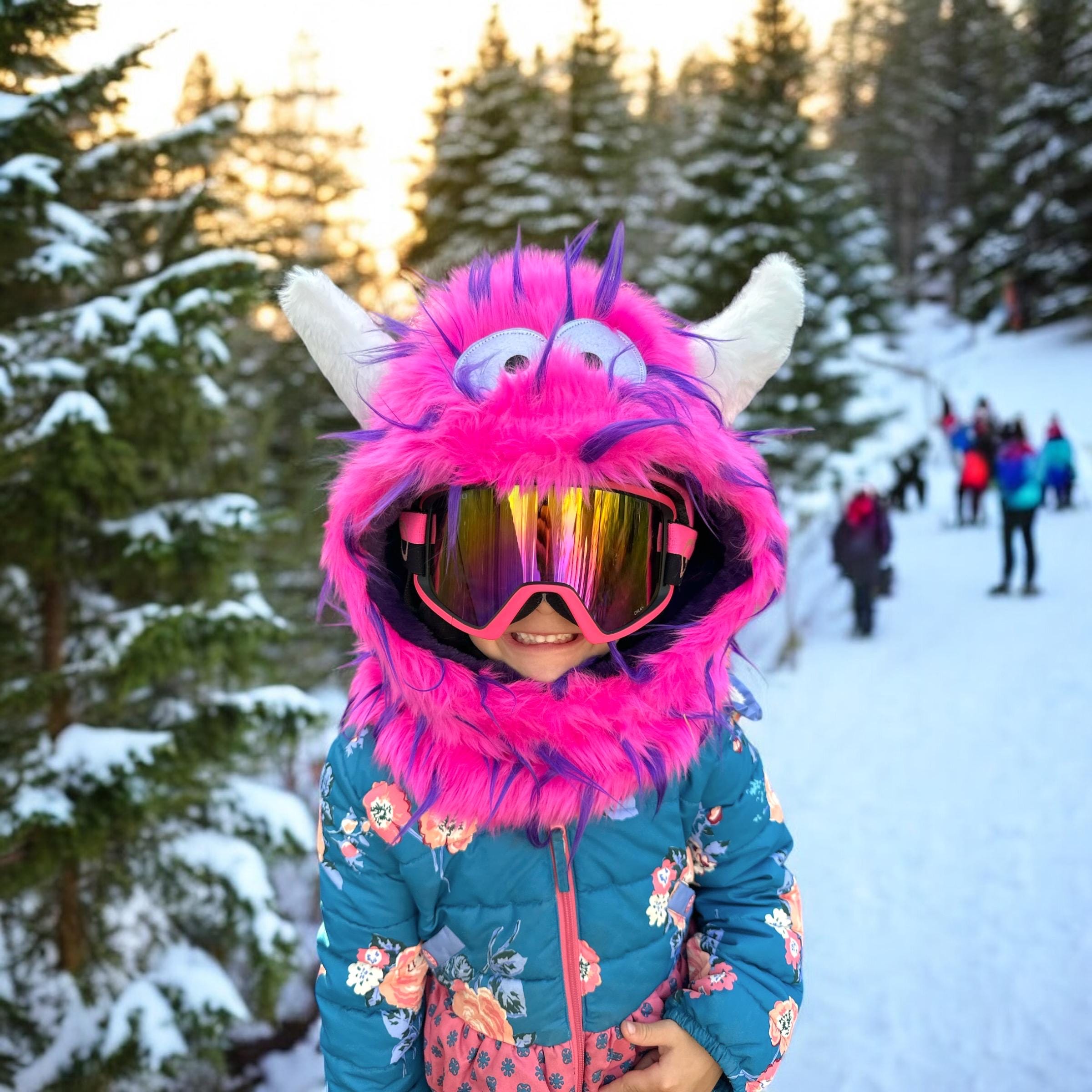 Fur Ski Hood - *KIDS* Monster - pink