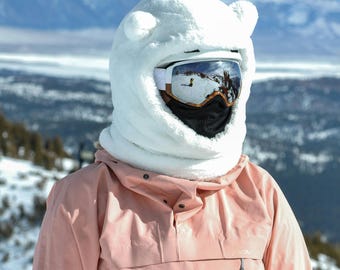 Fur Ski Hood - Bear - White