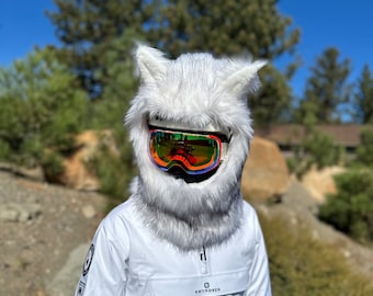 Fur Ski Hood - Yeti - White Blk tipped