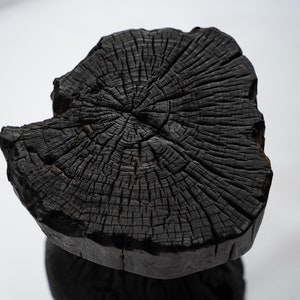 READY to SHIP Tree Stump Side Coffee Table. Wooden Black Table. Natural ...