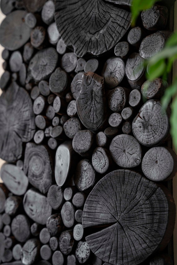 Yakisugi Wood Wall Art. Total Black! Natural Wall Decor