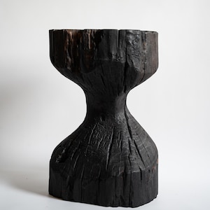 READY to SHIP Tree Stump Side Coffee Table. Wooden Black Table. Natural ...
