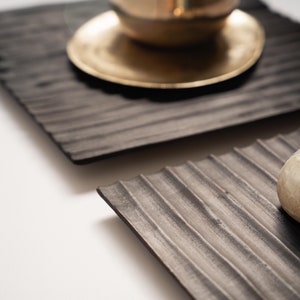 Hand carved square board made of Yakisugi burnt linden wood. Set of serving boards. Plate. Pedestal. Table decor. Minimalist stylish design.