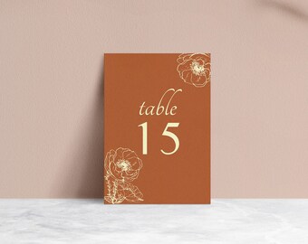 Fall Floral Table Number Template | Digital Download | Editable Template | Printable Table Numbers | Modern Wedding