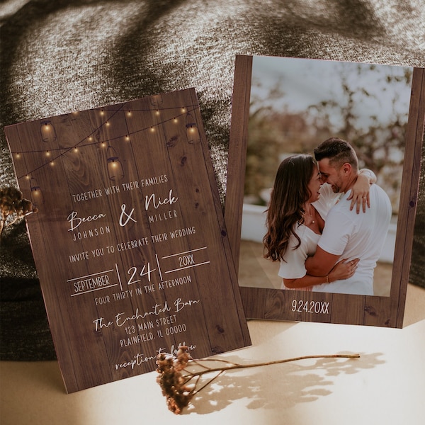 Rustic Wedding Invitation Template | INSTANT DOWNLOAD | Editable Template | Barn Wedding Invite | Enchanted Barn Wedding Invitation