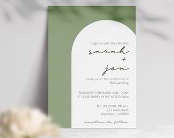 Sage Green Minimalist Wedding Invitation Template | Instant Download | Editable Template | Modern Wedding Invitation