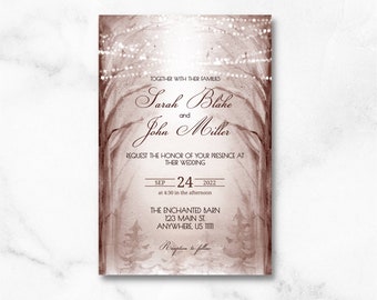 Watercolor Forest Wedding Invitation | Instant Download | Editable Template | Rustic Wedding Invite | Mountain Wedding