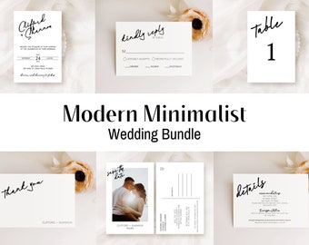 Plantilla de suite de bodas minimalista moderna / Descarga instantánea / Plantilla editable / Paquete de bodas moderno