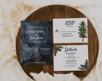 Wedding Template Suite | INSTANT DOWNLOAD | Editable Invitation | Wedding Table Numbers | Save the Date | Rustic Wedding Template