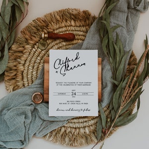Modern Minimalist Wedding Invitation Template | Instant Download | Editable Template | DIY Simple Invitation