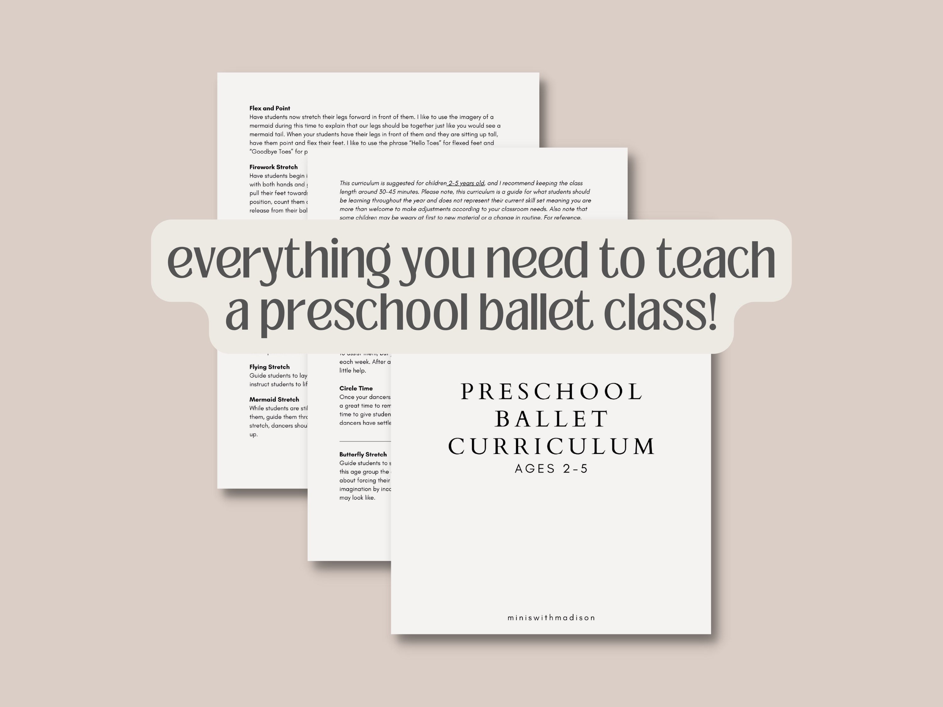 Preschool Ballet Class Lesson Plan Dance Class Curriculum - Etsy