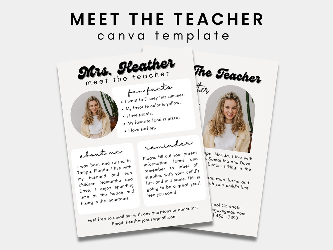 Retro Meet the Teacher Template: Minimalist Classroom Decor (canva) - Etsy
