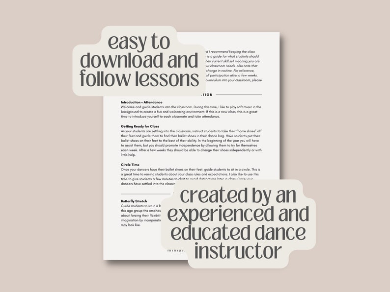 Preschool Ballet Class Lesson Plan Dance Class Curriculum Etsy