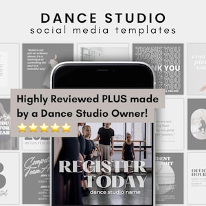Dance Instagram Template Pack | Custom Canva Posts for Ballet, Dance Studio, Dance Teachers, Studio Owners, Dance School | Facebook Posts