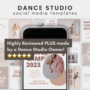 Dance Instagram Template Pack | Custom Canva Posts for Ballet, Dance Studio, Dance Teachers, Studio Owners, Dance School | Facebook Posts