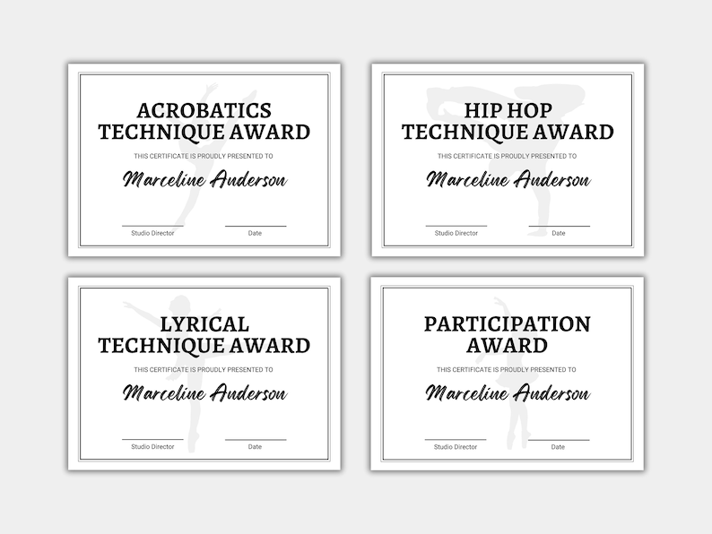 Dance Award Certificates Bundle Dance Team Certificates Certificate
