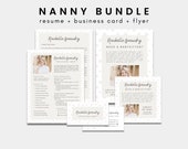 Nanny Career Resume Template Bundle: Editable Business Card & Flyer (Canva)
