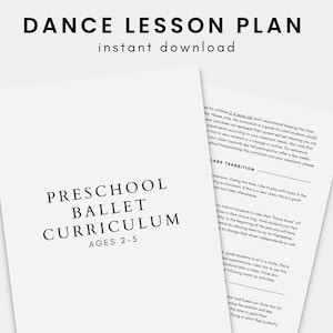 Plan de clase de ballet para preescolares / Plan de estudios de clases de baile / Cómo enseñar ballet / Plan de clase de baile / Planificador de clases de baile / Profesor de baile