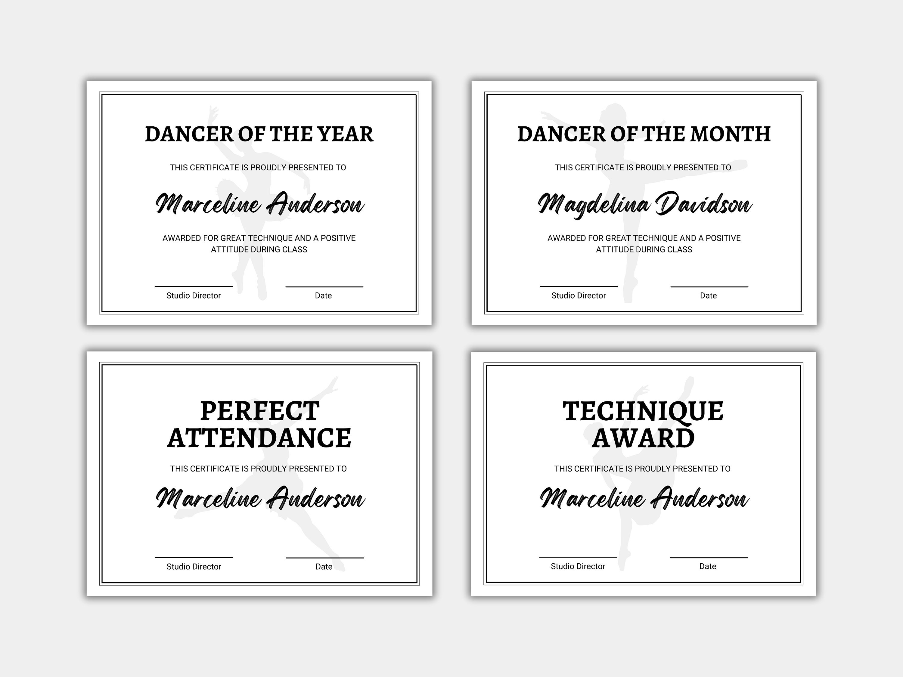 Dance Award Certificates Bundle Dance Team Certificates Certificate