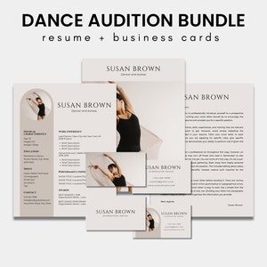 Paquete de audición de baile / CV editable y tarjeta de presentación para bailarín profesional, actor, actriz, modelo, artista independiente e intérprete
