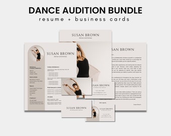 Tanz Vorsingen Bundle | Bearbeitbarer Lebenslauf und Visitenkarte für professionelle Tänzerin, Schauspieler, Schauspielerin, Model, freischaffende Künstlerin, Darstellerin