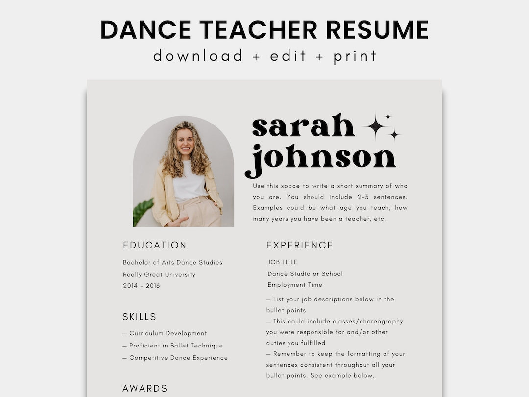 Dance Teacher Resume Template for - Il 1080xN.5022905592 Alw7 