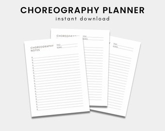 Dance Choreography Planner Printable Sheets | Dance Organization | 8 Count Notes | Dance Team Choreographer Notes | Cheer Planning